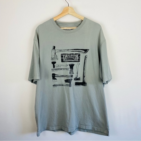 Duluth Trading Co. Ax Long Tail Cotton Short Sleeve Tee Shirt Size Large - Picture 1 of 5